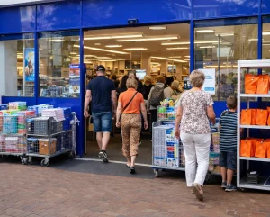 Realistische foto van een Action-winkel in Houten met klanten bij de ingang.